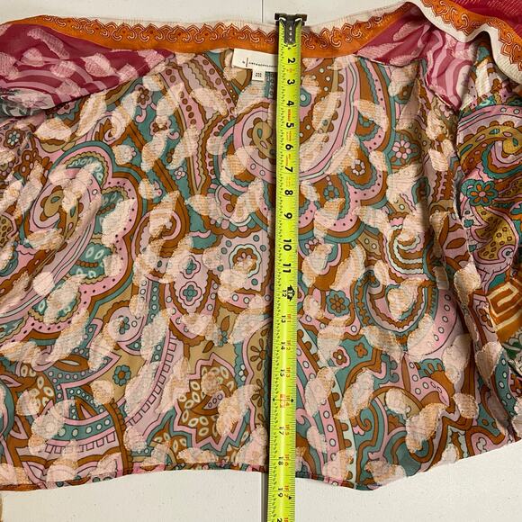By Anthropologie Tie Front Multicolor Floral Printed Shine Boho Kimono One Size - Picture 9 of 11